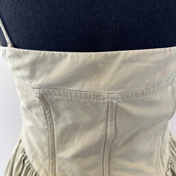 Ronny Kobo Beige Corset Midi Dress MEDIUM Cotton Cottage Sundress Designer $400 - Picture 15 of 15